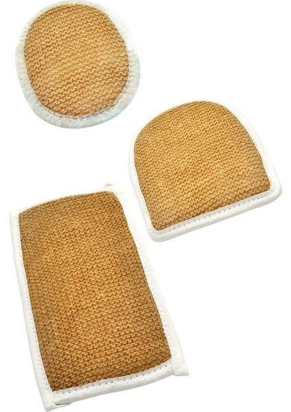 Doğal Jüt Ip 3'lü Banyo Lifi Hamam Kese Seti (Yüz + Vücud + Sırt) - Set8