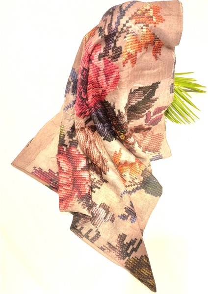 90X90 Lüks Figürlü Gösterişli Dökümlü Eşarp fiyatları