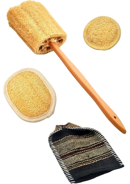 Doğal Kabak Lifi 4`lü Banyo Hamam Kese Seti (Yüz + Vücud + Sırt) - Set9