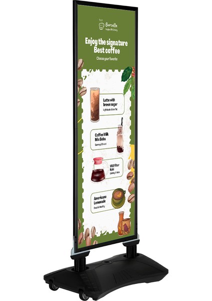 60X152 Siyah Renk Windpro - Kaldırım ve Reklam Panosu -Yaylı Slim Poster Pano