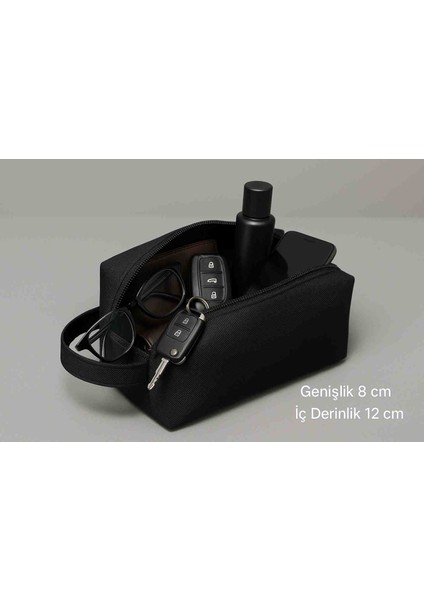 Dopp Kit Suni Deri Organizer Aksesuar Şık Tasarım Unisex El Çantası Siyah fiyatları
