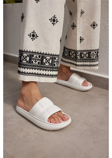 Clarisa Unısex Bej Baklava Desen Eva Gunluk-Plaj Platform Terlık fiyatları