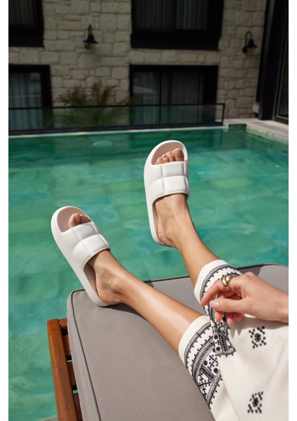 Clarisa Unısex Bej Baklava Desen Eva Gunluk-Plaj Platform Terlık indirimleri