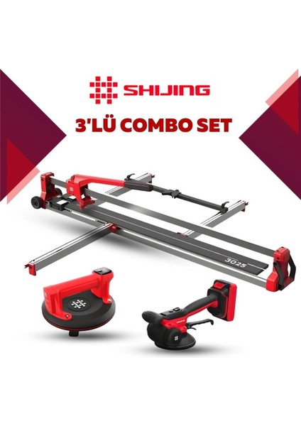 Shıjıng Tools Manuel Kesici Dijital Vantuz ve Fayans Vibratörü 3'lü Pro Set