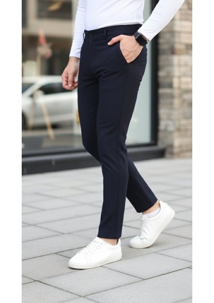 Erkek Slim Fit Likralı Gabardin Pantolon