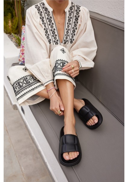 Clarisa Unısex Bej Baklava Desen Eva Gunluk-Plaj Platform Terlık fiyatları