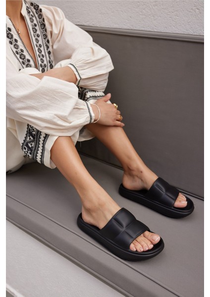 Clarisa Unısex Bej Baklava Desen Eva Gunluk-Plaj Platform Terlık modelleri