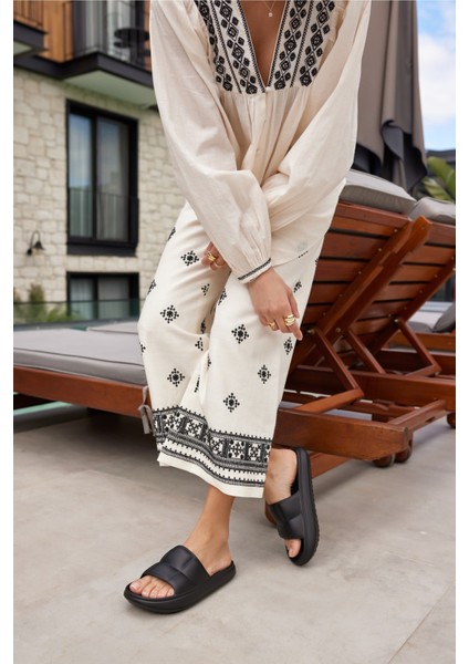 Clarisa Unısex Bej Baklava Desen Eva Gunluk-Plaj Platform Terlık indirimleri