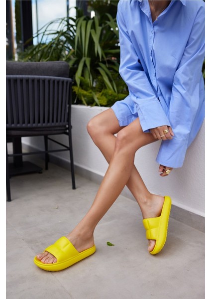 Clarisa Unısex Bej Baklava Desen Eva Gunluk-Plaj Platform Terlık