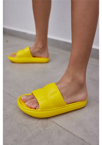 Clarisa Unısex Bej Baklava Desen Eva Gunluk-Plaj Platform Terlık