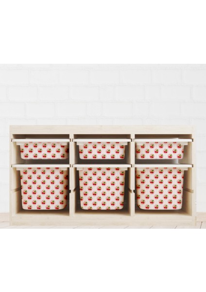 Trofast Kiraz Temalı Sticker - Çocuk Odası Oyuncak Düzenleme Etiketi - Dayanıklı Folyo