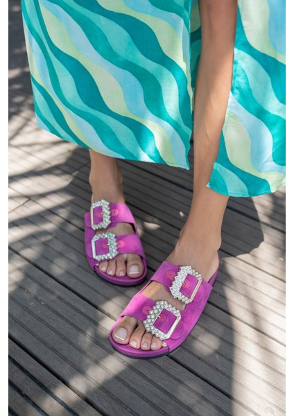 Josef Kadın Fusya Gercek Suet Tas Detay Terlik fiyatları