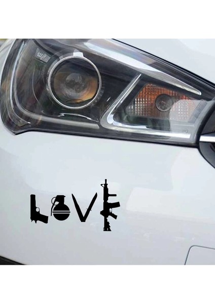 Tabanca Bomba Bıçak ve M4 Araba, Motorsiklet, Kask, Laptop, Cam Sticker 13X9 cm modelleri