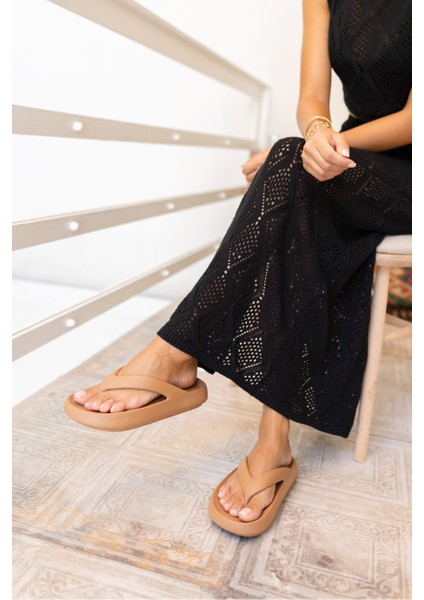 Lambo Unısex Taba Platform Eva Plaj-Gunluk Parmak Arası Terlık fiyatları