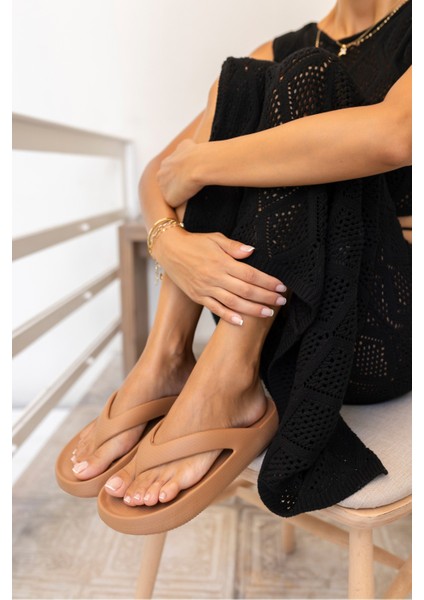 Lambo Unısex Taba Platform Eva Plaj-Gunluk Parmak Arası Terlık