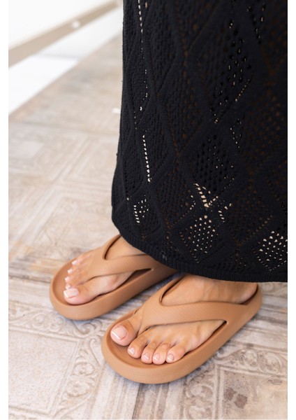 Lambo Unısex Taba Platform Eva Plaj-Gunluk Parmak Arası Terlık