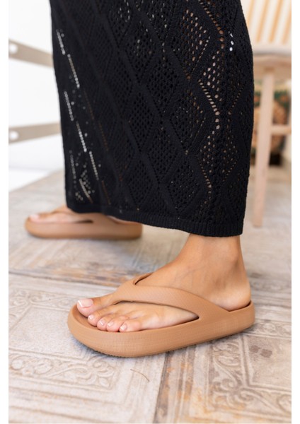 Lambo Unısex Taba Platform Eva Plaj-Gunluk Parmak Arası Terlık