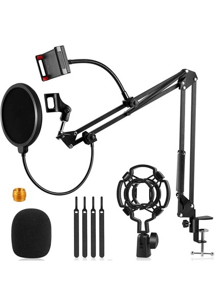 Masa Tipi Condenser ve Dinamik Mikrofon Stand Seti - Telefon Tablet Tutuculu Stüdyo ve Yayıncı Seti