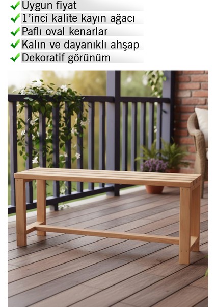 Ahşap Bank Mutfak, Balkon, Bahçe, Hol, Ofis, Salon Için Sandalye ve Oturak 100CM