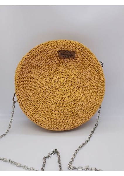 Hardal Sarısı El Yapımı Supra Ip Kadın Omuz Çantası