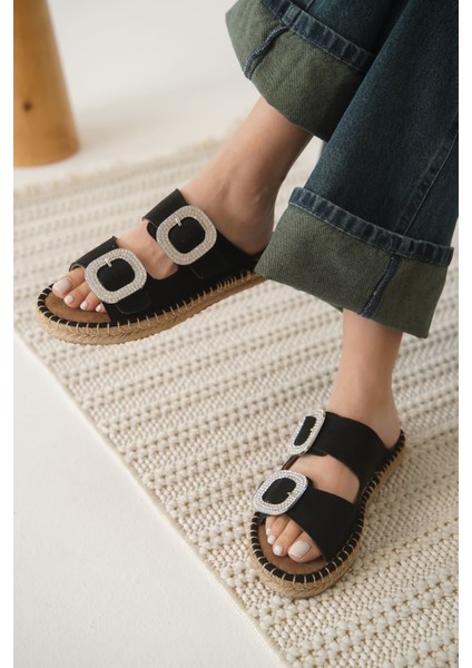 Modaserdem Tyna Süet Siyah Taşlı Kadın Terlik modelleri