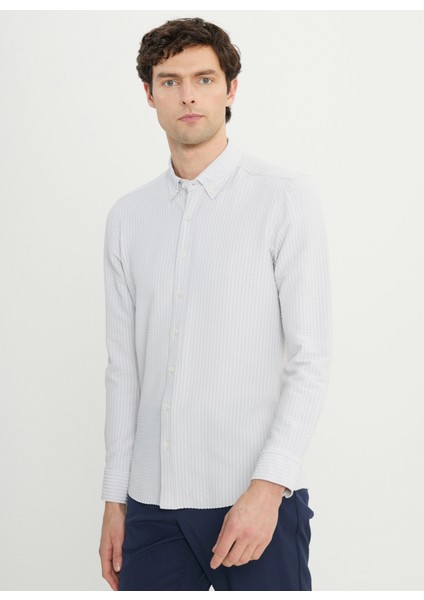 Slim Fit Düğmeli Yaka Taş Erkek Gömlek ACE020252171_TAS modelleri