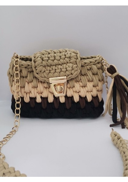 El Yapımı Penye Ip Kadın Omuz Çantası