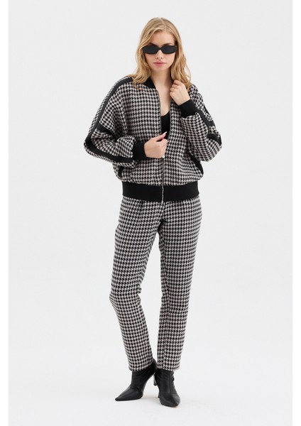 Kadın Bomber Ceket Kazayağı Desenlifull Fermuar Kapamalı Takım fırsatları