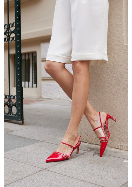 Aspas Kadın Bordo Rugan Topuklu Ayakkabi