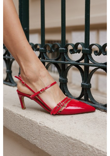 Aspas Kadın Bordo Rugan Topuklu Ayakkabi