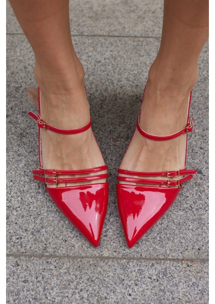 Aspas Kadın Bordo Rugan Topuklu Ayakkabi