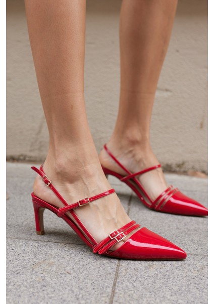 Aspas Kadın Bordo Rugan Topuklu Ayakkabi