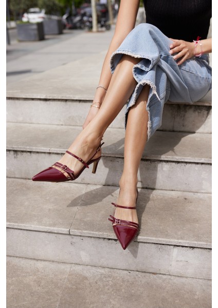 Aspas Kadın Bordo Rugan Topuklu Ayakkabi