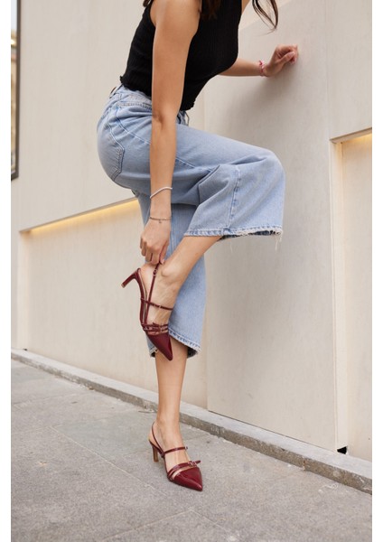 Aspas Kadın Bordo Rugan Topuklu Ayakkabi fırsatları