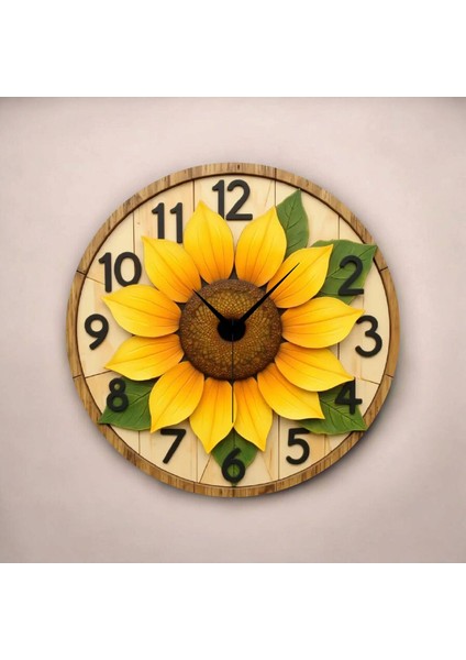 Çiçek Renkli Baskı Desenli Sayılı Hediyelik Ahşap Sessiz Tablo Duvar Saati fiyatları