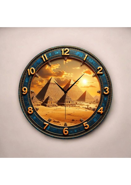 Mısır Piramit Renkli Baskı Desenli Sayılı Hediyelik Ahşap Sessiz Tablo Duvar Saati fiyatları