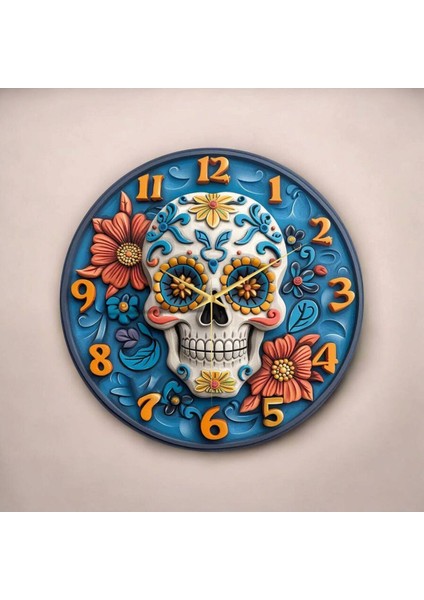 Kuru Kafa Çiçek Renkli Baskı Desenli Sayılı Hediyelik Ahşap Sessiz Tablo Duvar Saati fiyatları