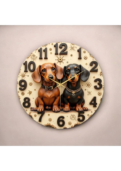 Köpek Hayvan Renkli Baskı Desenli Sayılı Hediyelik Ahşap Sessiz Tablo Duvar Saati fiyatları