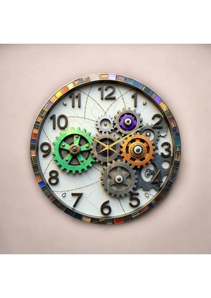 Çark Renkli Baskı Desenli Sayılı Hediyelik Ahşap Sessiz Tablo Duvar Saati fiyatları