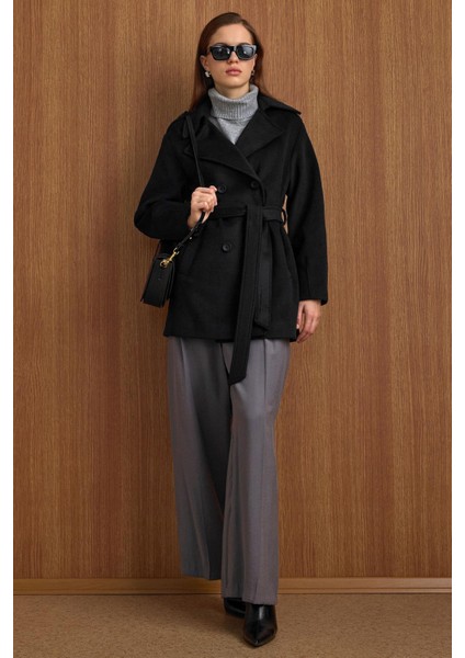 Apolet Detaylı Oversize Kısa Kaban SİYAH 3149 fırsatları