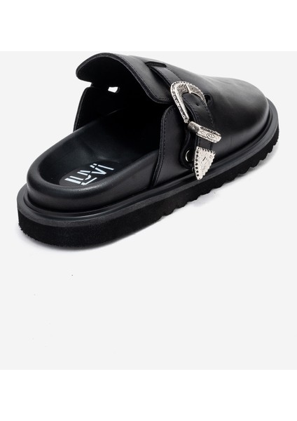 Vesta Siyah Cilt Tokalı Hakiki Deri Kadın Burnu Kapalı Terlik indirimleri