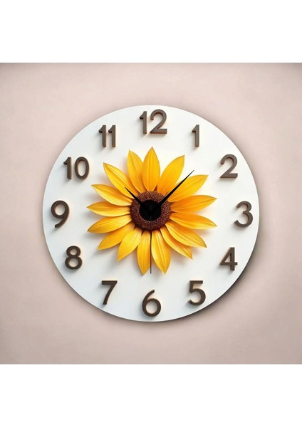 Çiçek Renkli Baskı Desenli Sayılı Hediyelik Ahşap Sessiz Tablo Duvar Saati fiyatları