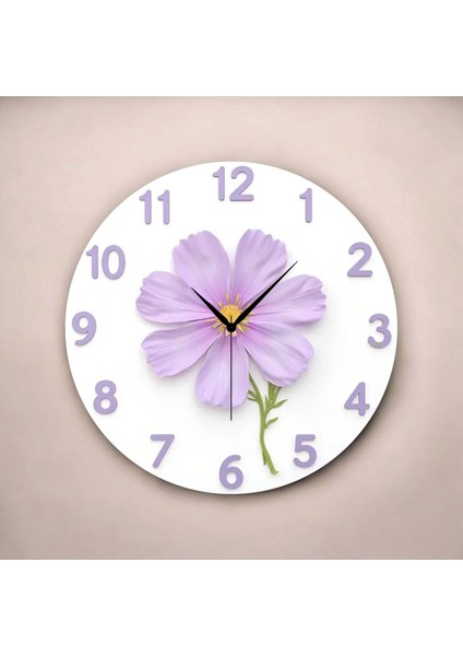 Çiçek Mor Renkli Baskı Desenli Sayılı Hediyelik Ahşap Sessiz Tablo Duvar Saati fiyatları