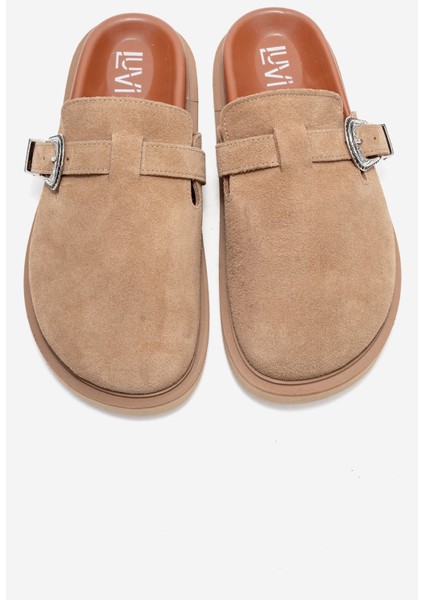 Vesta Toprak Süet Tokalı Hakiki Deri Kadın Burnu Kapalı Terlik fiyatları