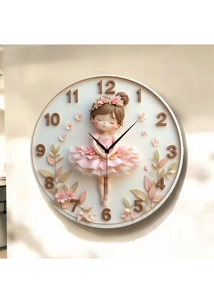 Çocuk Bebek Renkli Baskı Desenli Sayılı Hediyelik Ahşap Sessiz Tablo Duvar Saati