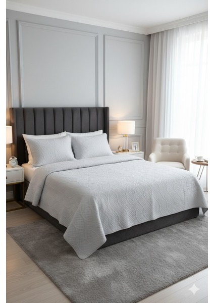 Taytüyü Nubuk Yatak Örtüsü Çift Kişilik Toskana A.gri