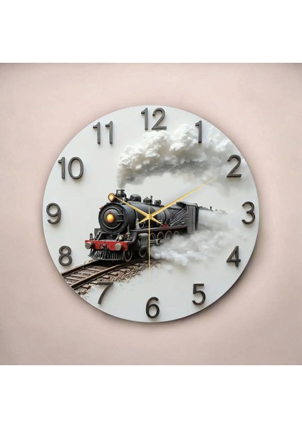 Tren Renkli Baskı Desenli Sayılı Hediyelik Ahşap Sessiz Tablo Duvar Saati fiyatları