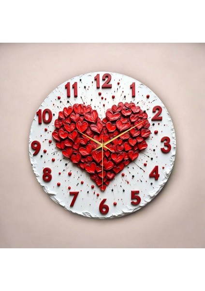 Kalp Sevgili Renkli Baskı Desenli Sayılı Hediyelik Ahşap Sessiz Tablo Duvar Saati fiyatları