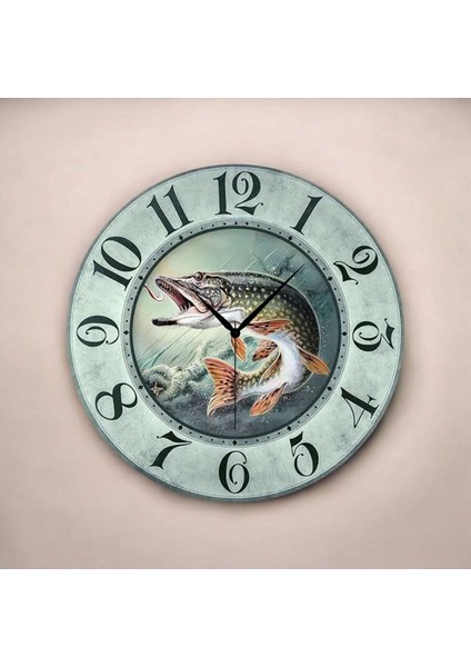 Balık Renkli Baskı Desenli Sayılı Hediyelik Ahşap Sessiz Tablo Duvar Saati fiyatları
