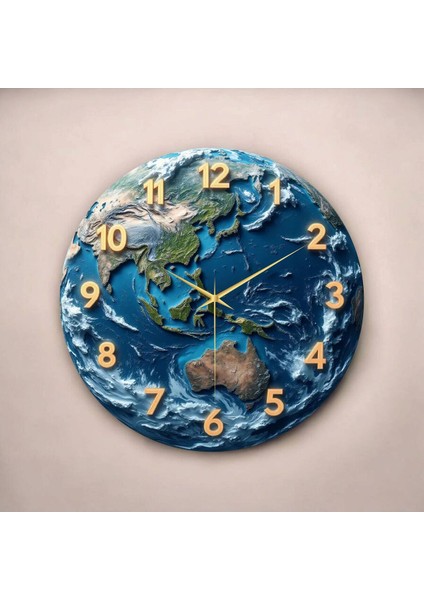 Dünya Harita Renkli Baskı Desenli Sayılı Hediyelik Ahşap Sessiz Tablo Duvar Saati fiyatları